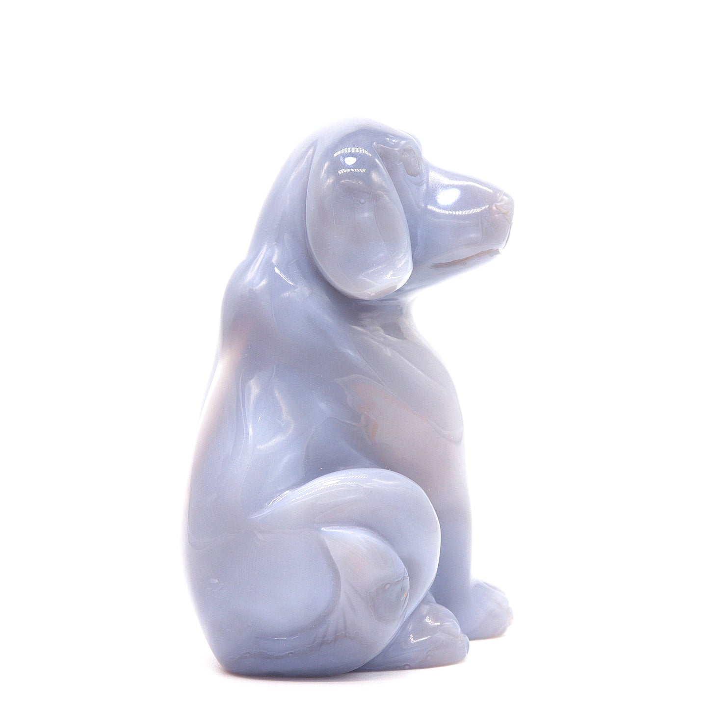 4" Hand Carved Druzy Agate Dog Figurine Crystal Puppy Carving Healing