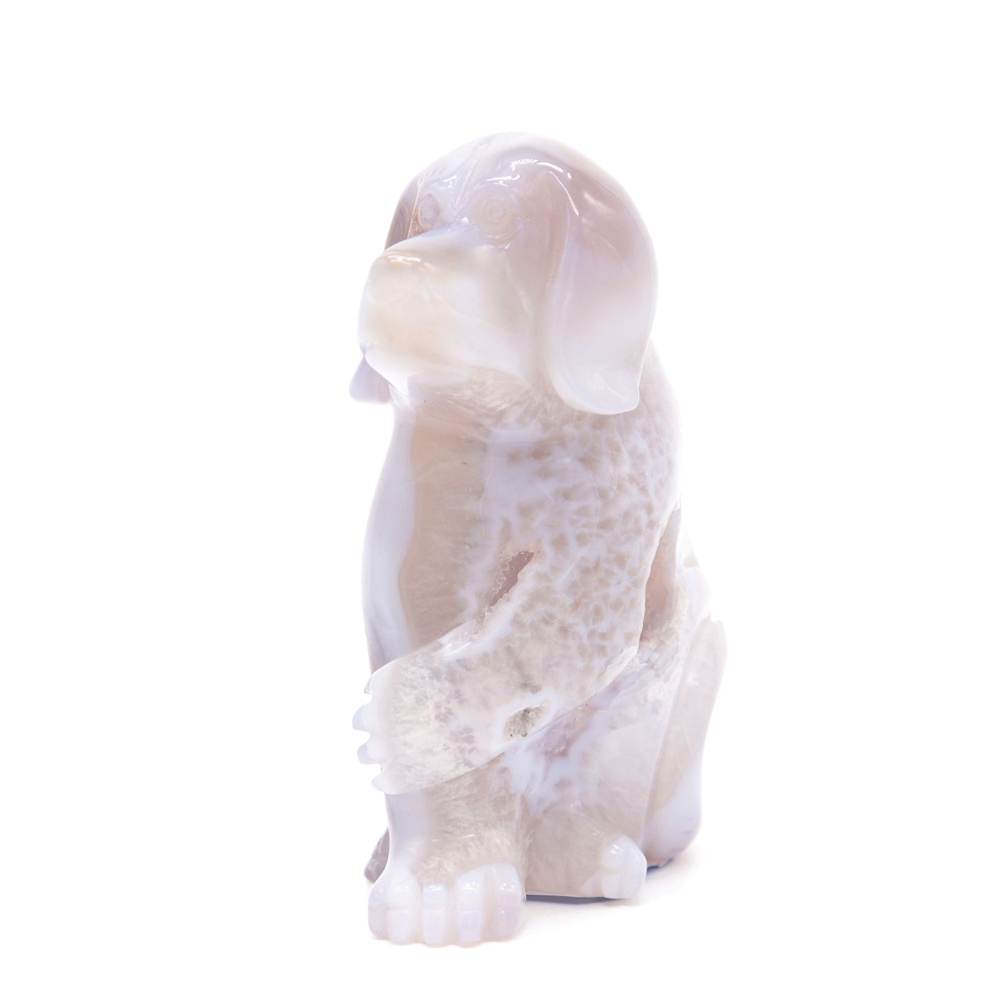 4" Hand Carved Druzy Agate Dog Figurine Crystal Puppy Carving Healing