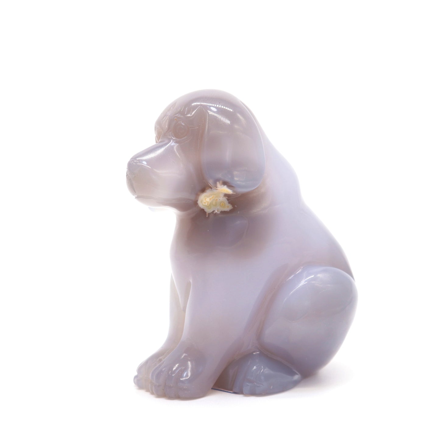 3" Hand Carved Druzy Agate Dog Figurine Crystal Puppy Carving Healing