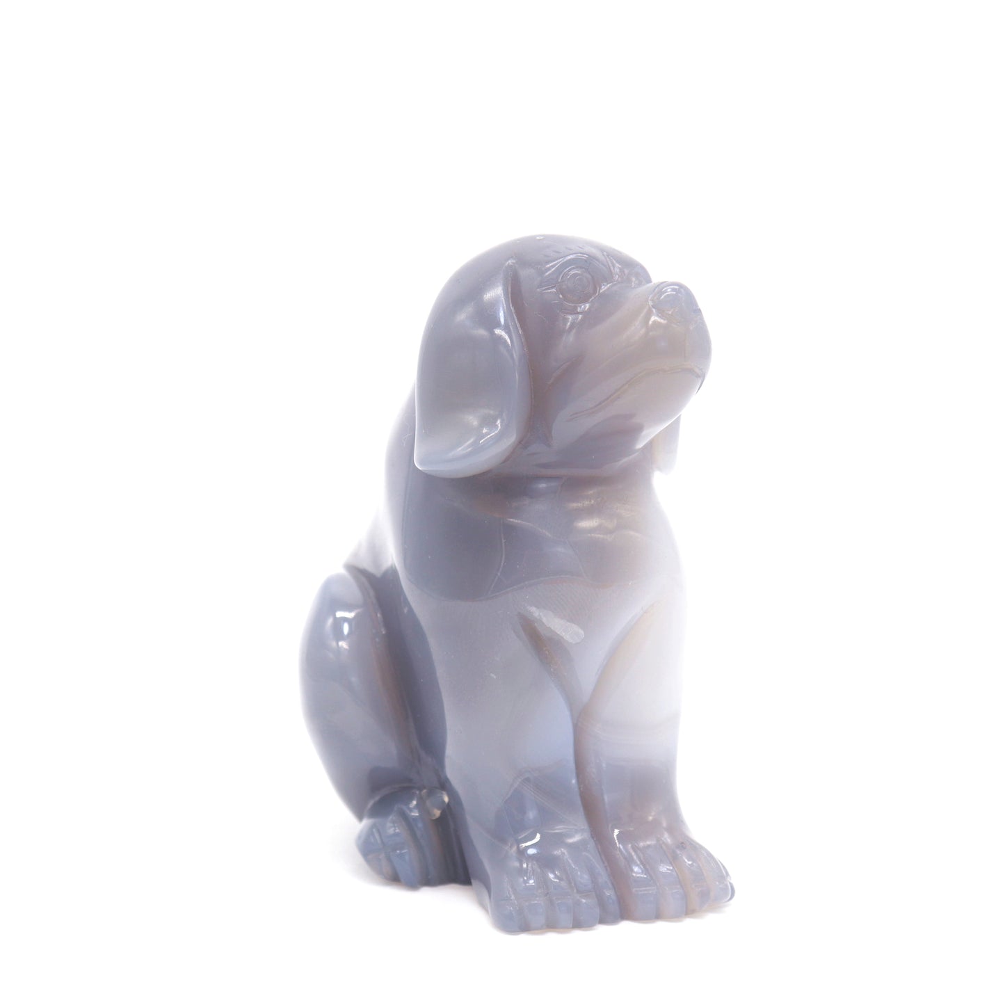 3.5" Hand Carved Druzy Agate Dog Figurine Crystal Puppy Carving Healing