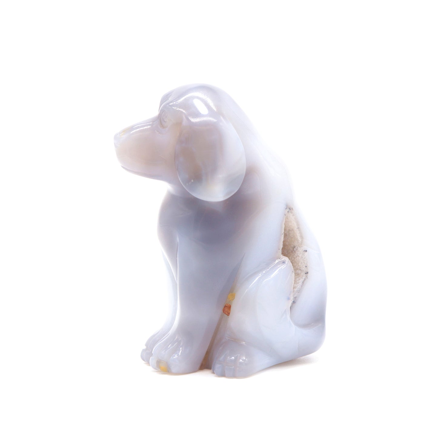 3.5" Hand Carved Druzy Agate Dog Figurine Crystal Puppy Carving Healing