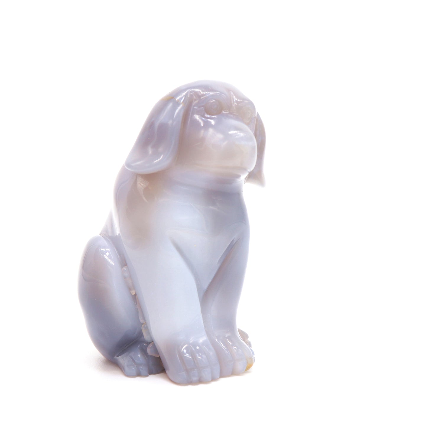 3.5" Hand Carved Druzy Agate Dog Figurine Crystal Puppy Carving Healing