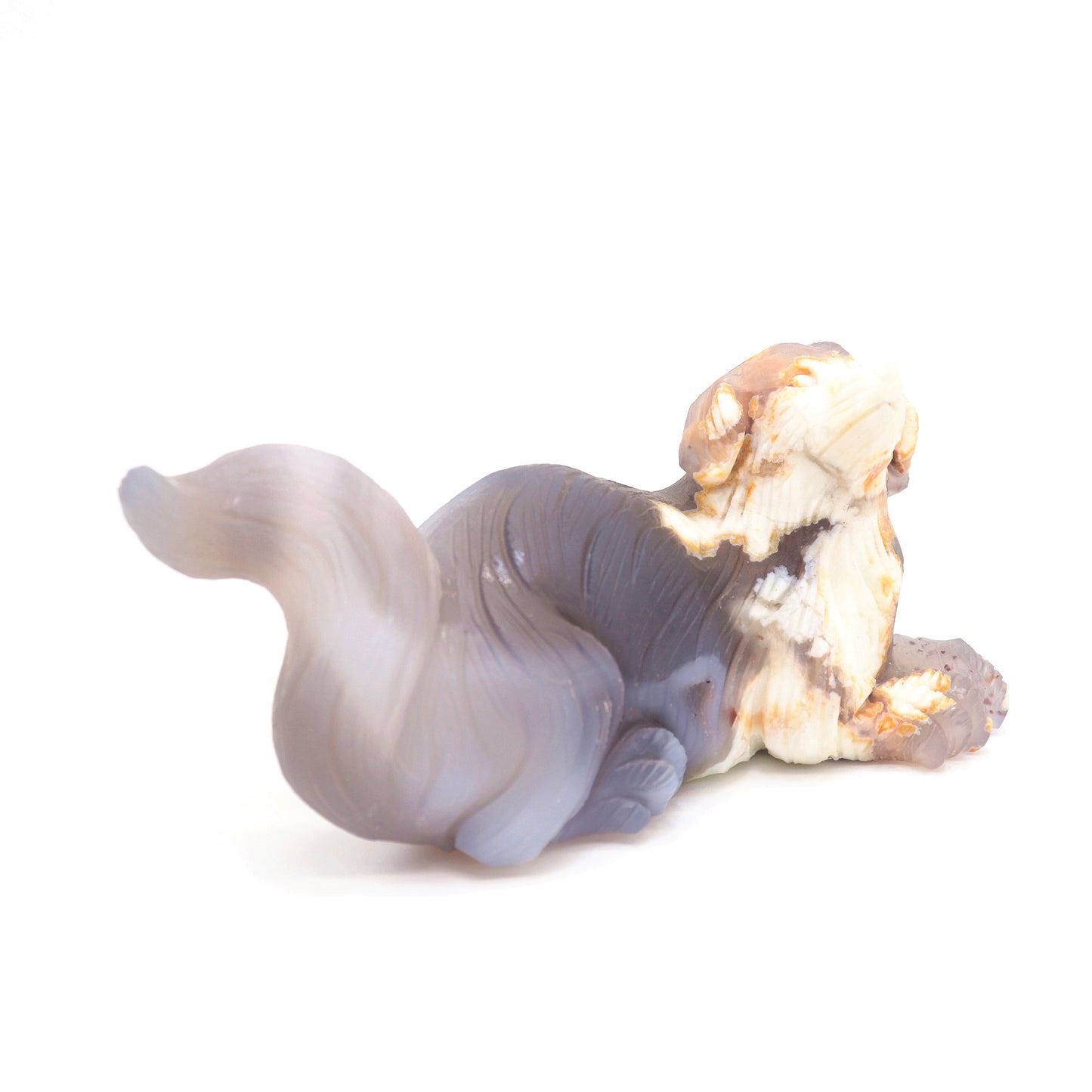 2.5" Hand Carved Flower Agate Crystal Dog Figurine Quartz Puppy Gift