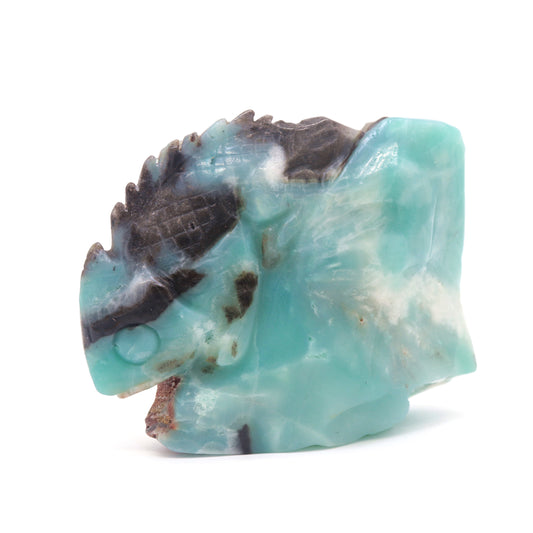 4.5" Natural Amazonite Lizard Caribbean Calcite Chameleon Statue Crystal Healing Quartz