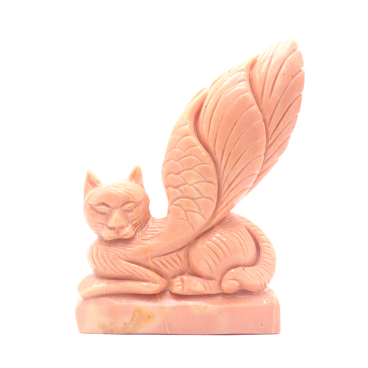 5.5" Natural Rouge Jade Flying Cat Figurine Crystal Healing Quartz