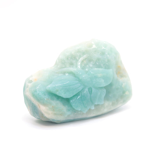 3.5" Natural Amazonite Butterfly Caribbean Calcite Figurine Crystal Healing Quartz