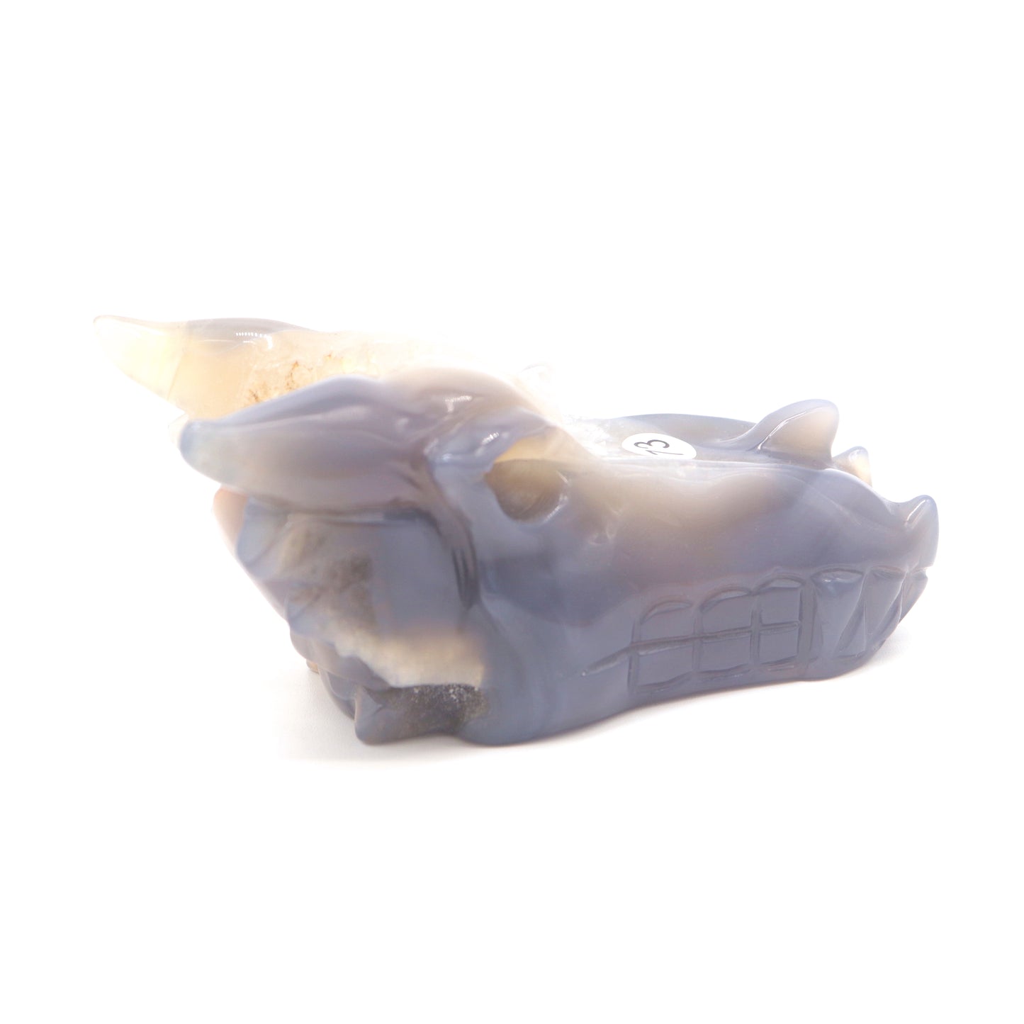 4.5" Agate Druzy Hand Carved Dragon Head Figurine Crystal Healing