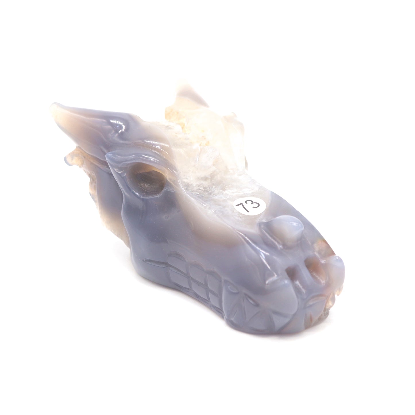 4.5" Agate Druzy Hand Carved Dragon Head Figurine Crystal Healing