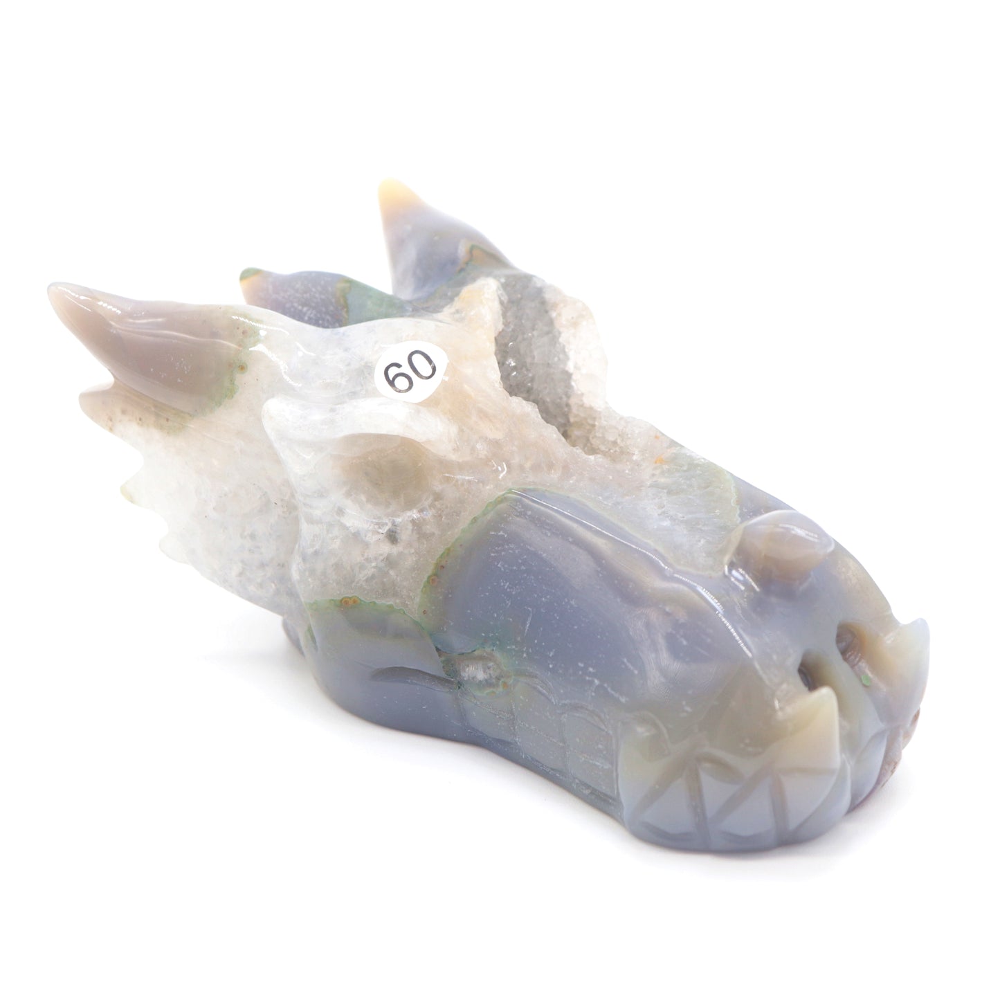 4.5" Druzy Agate Crystal Dragon Head Figurine