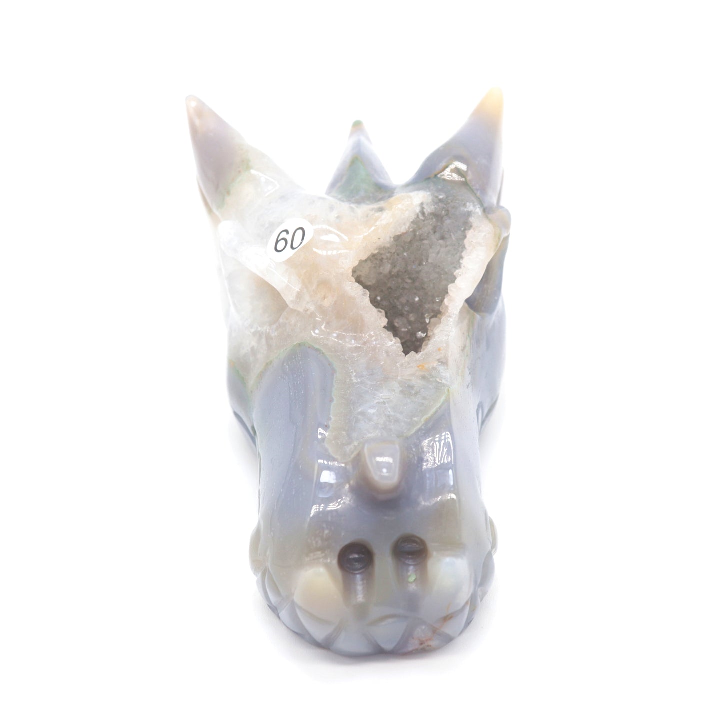 4.5" Druzy Agate Crystal Dragon Head Figurine