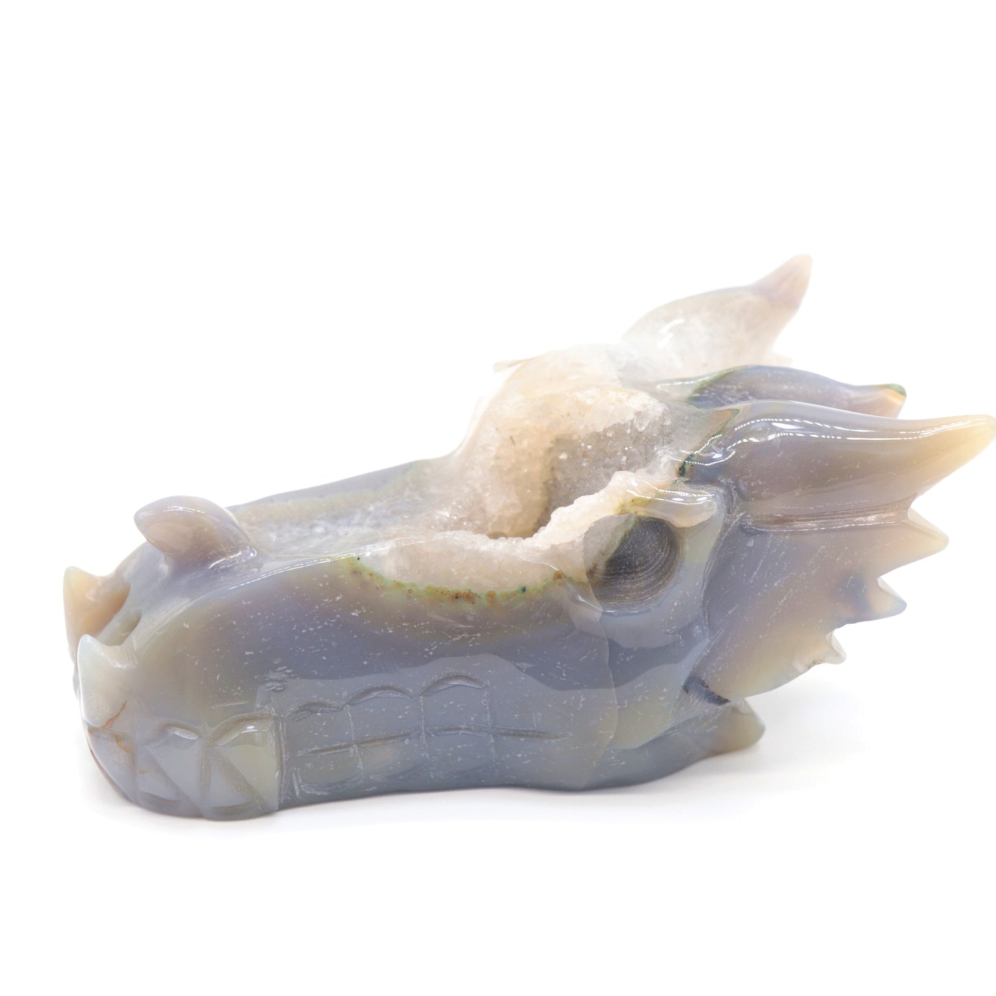 4.5" Druzy Agate Crystal Dragon Head Figurine