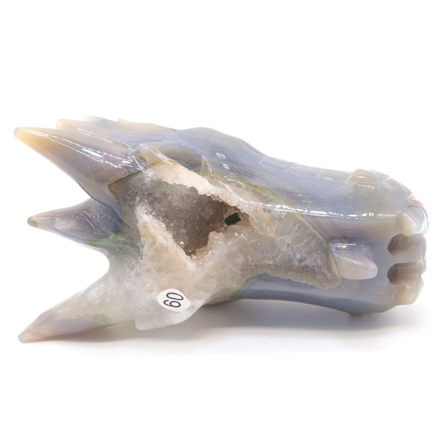 4.5" Druzy Agate Crystal Dragon Head Figurine