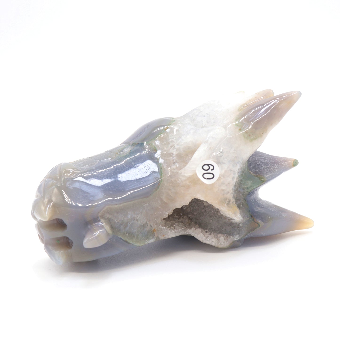 4.5" Druzy Agate Crystal Dragon Head Figurine