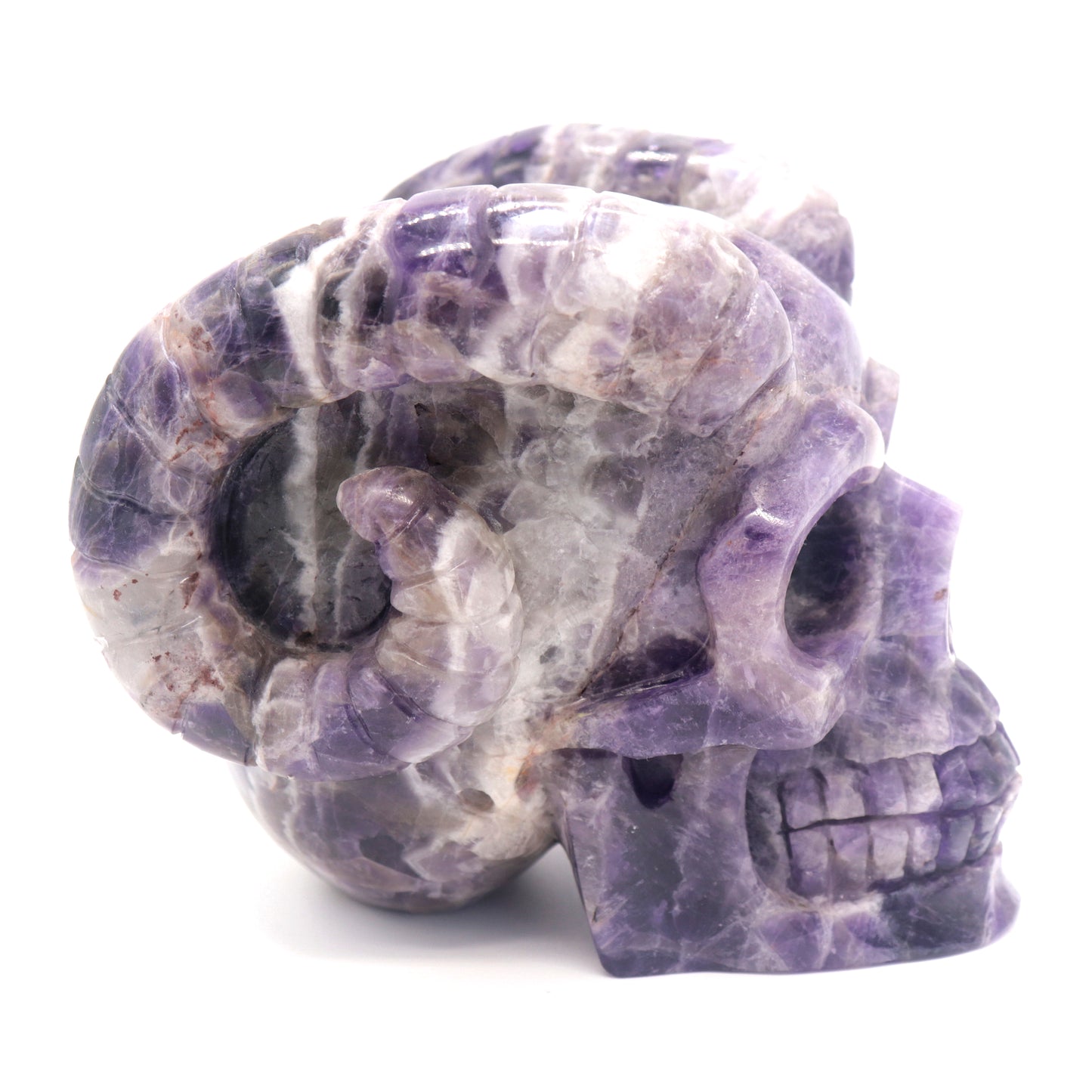 4.4lb Dream Amethyst Crystal Horned Skull Sculpture Quartz Healing