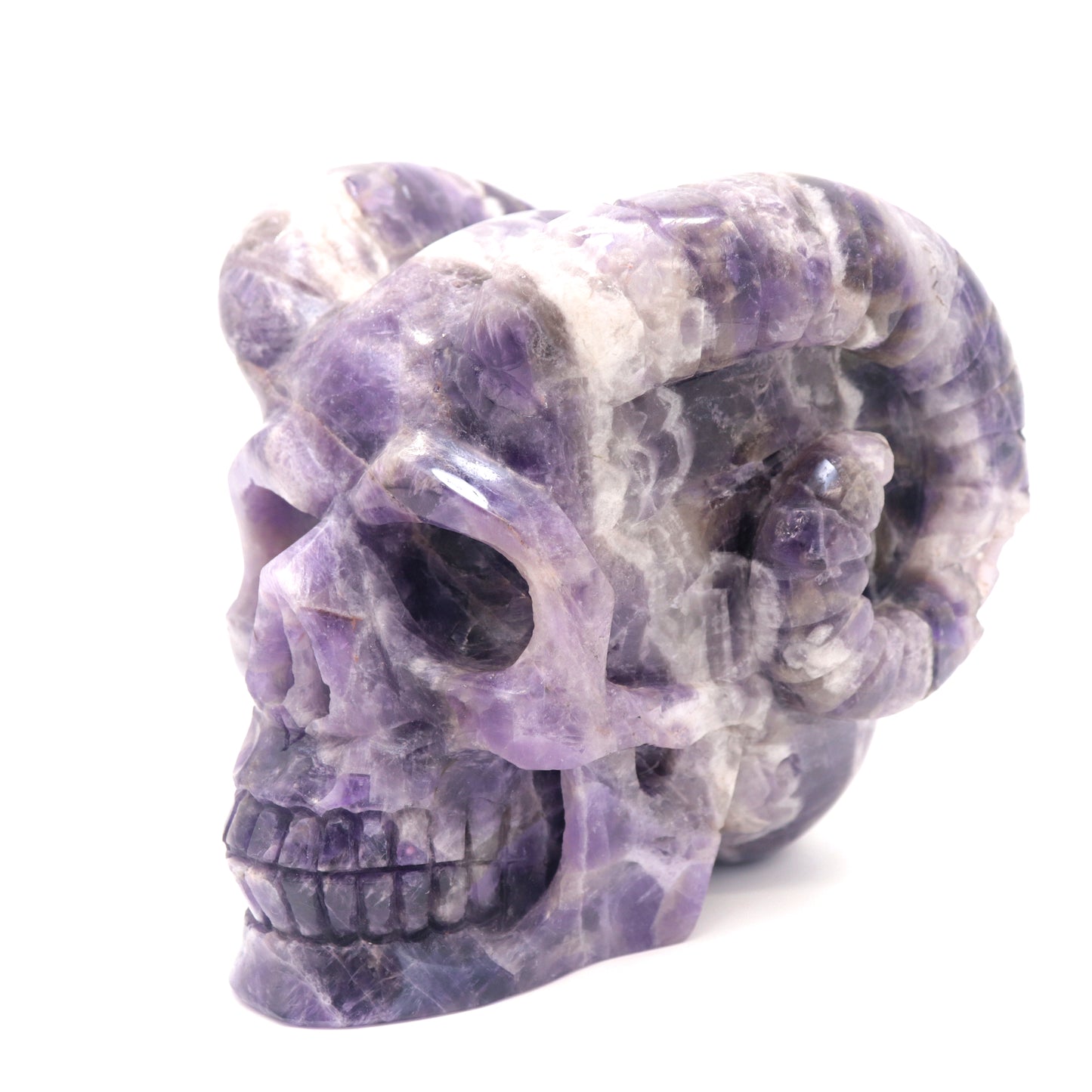 4.4lb Dream Amethyst Crystal Horned Skull Sculpture Quartz Healing