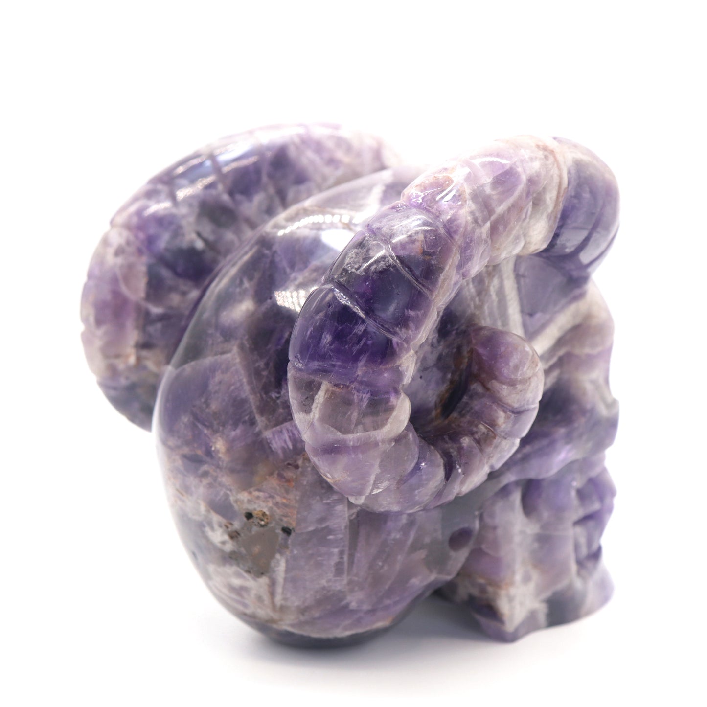 3.9lb Dream Amethyst HandCarved Crystal Horned Skull Figurine