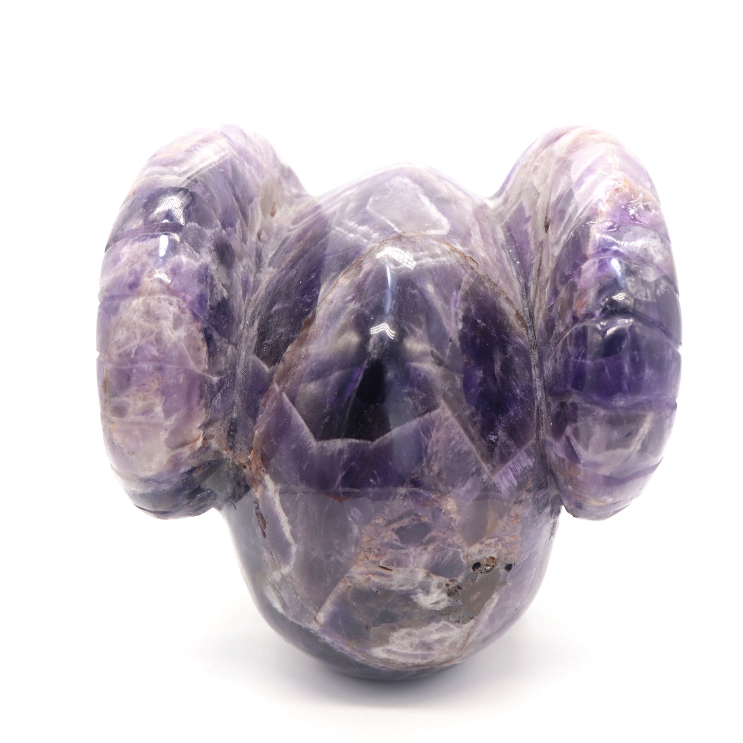 3.9lb Dream Amethyst HandCarved Crystal Horned Skull Figurine