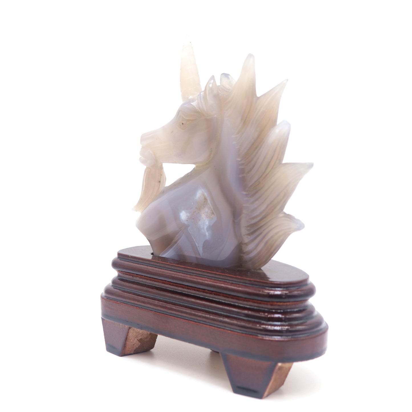 6.5" Natural Agate Druzy Hand Carved Unicorn Figurine Reiki Healing