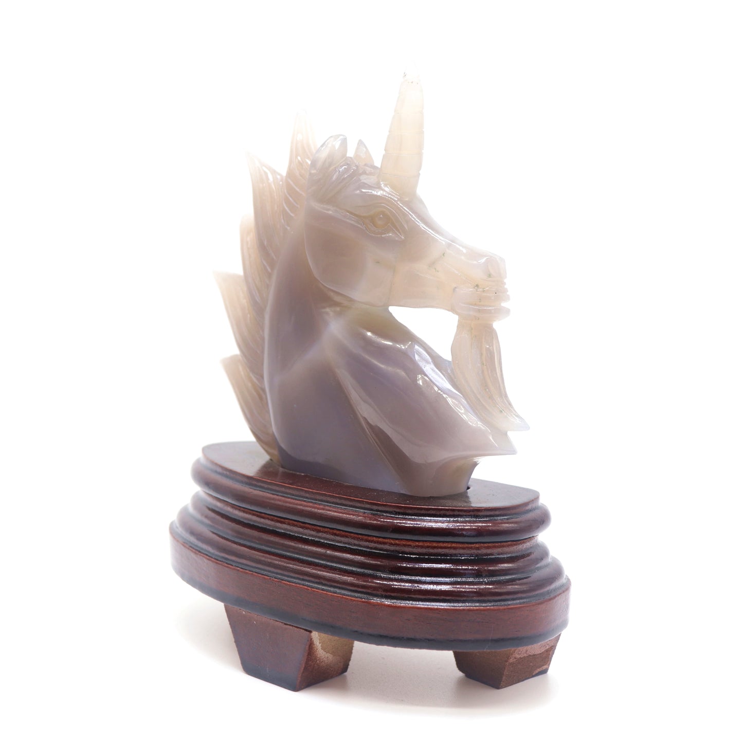 6.5" Natural Agate Druzy Hand Carved Unicorn Figurine Reiki Healing