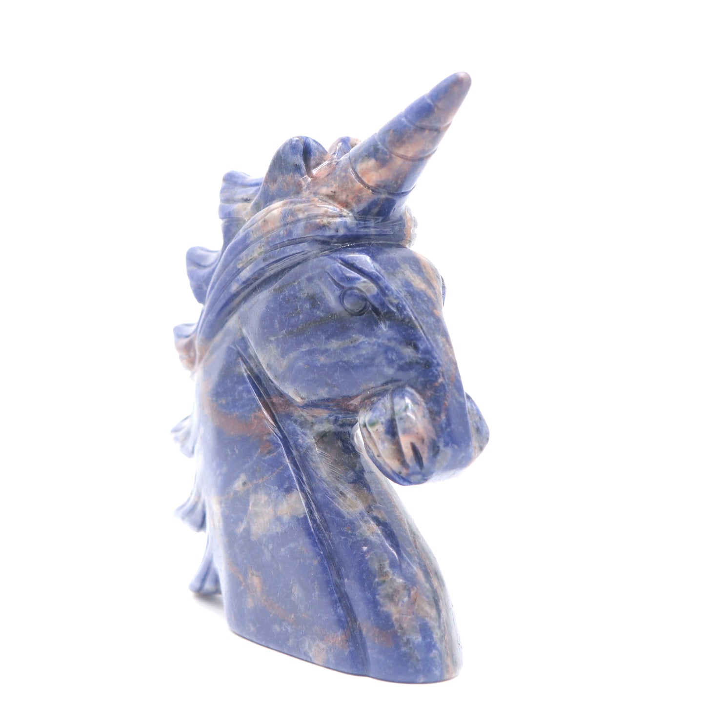5" Natural Sodalite Hand Carved Unicorn Figurine Reiki Healing