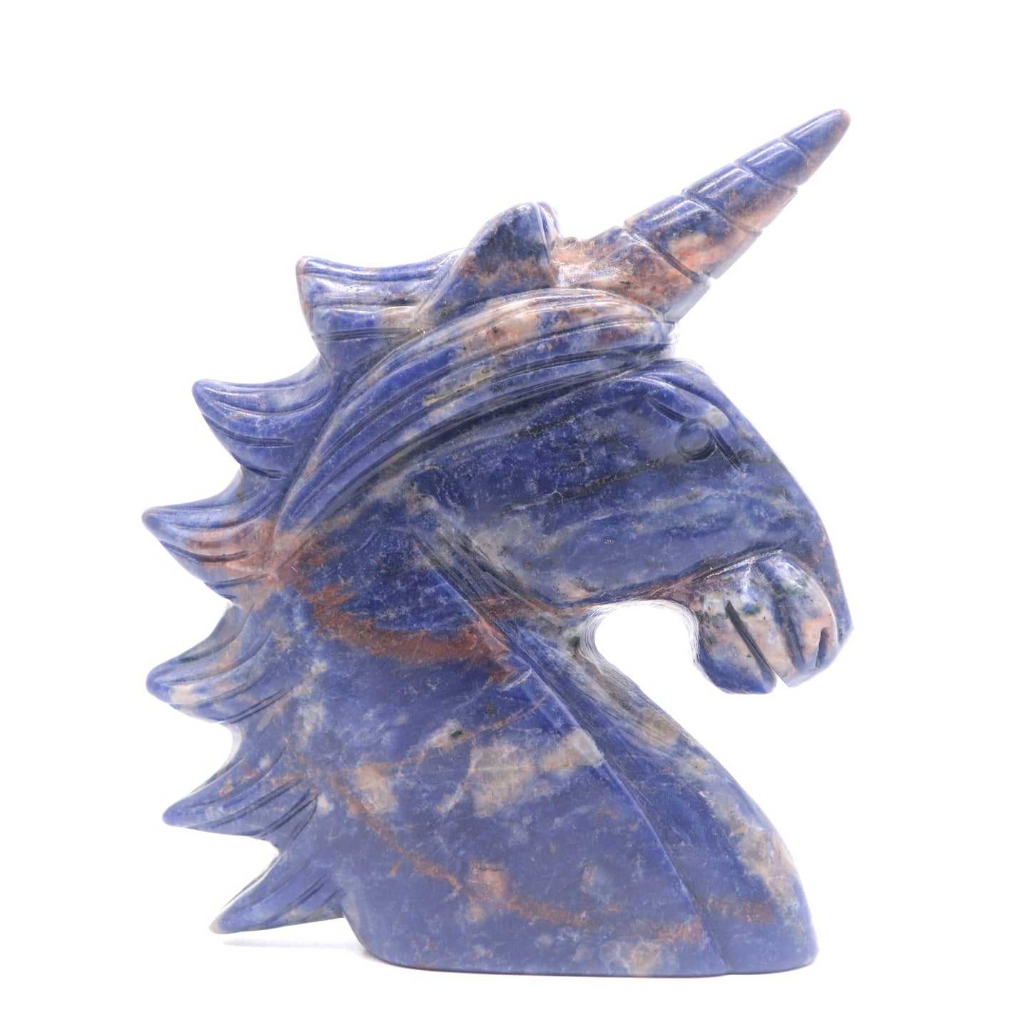 5" Natural Sodalite Hand Carved Unicorn Figurine Reiki Healing