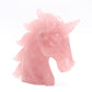 4.5" Natural Rose Quartz Hand Carved Unicorn Statue Reiki Healing