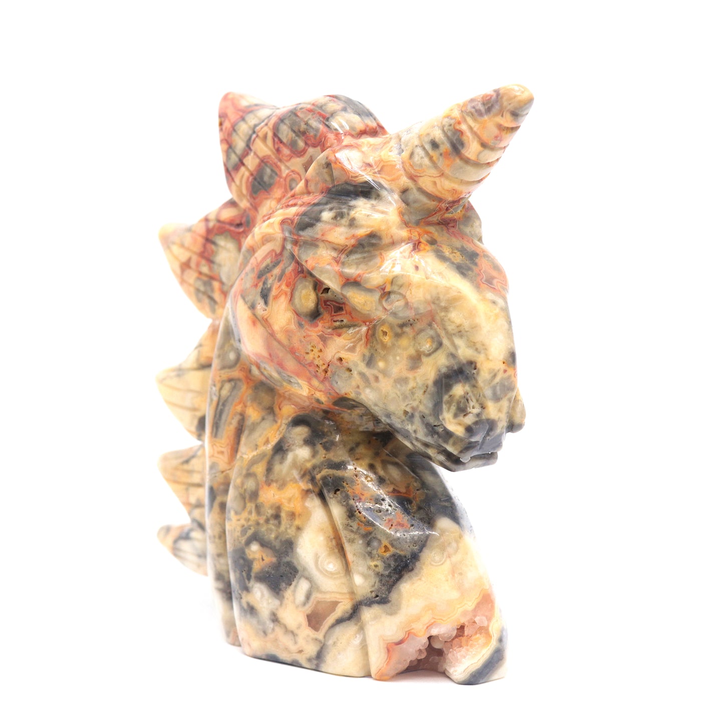 4.3" Natural Crazy Lace Agate Crystal Unicorn Figurine Reiki Healing
