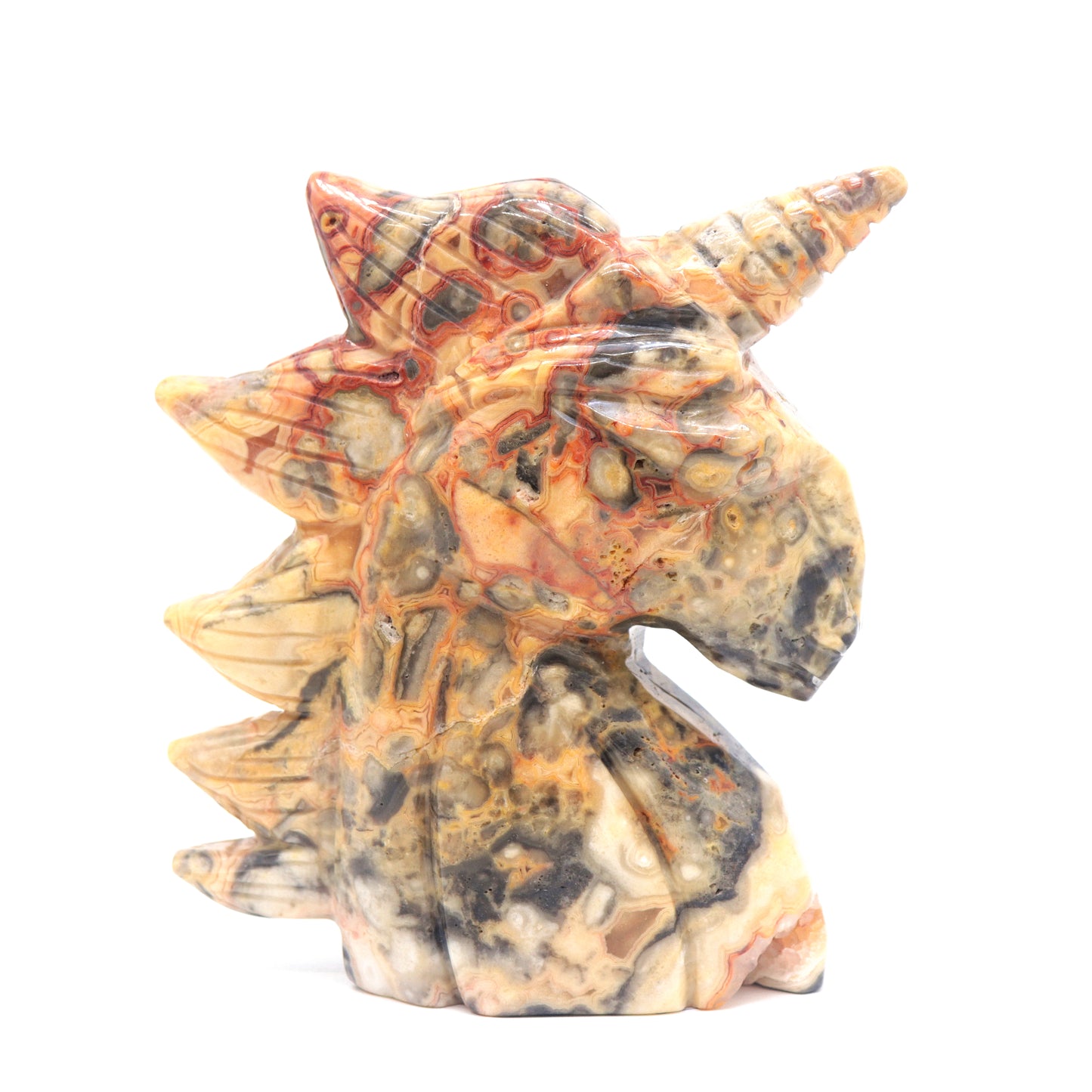 4.3" Natural Crazy Lace Agate Crystal Unicorn Figurine Reiki Healing