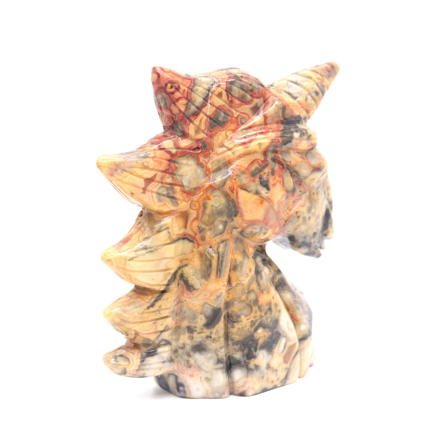 4.3" Natural Crazy Lace Agate Crystal Unicorn Figurine Reiki Healing