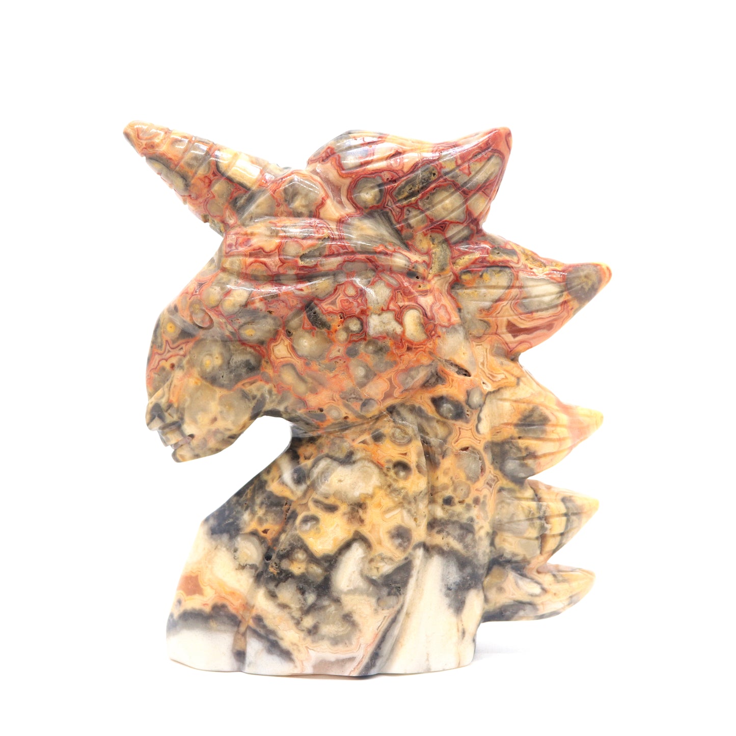 4.3" Natural Crazy Lace Agate Crystal Unicorn Figurine Reiki Healing