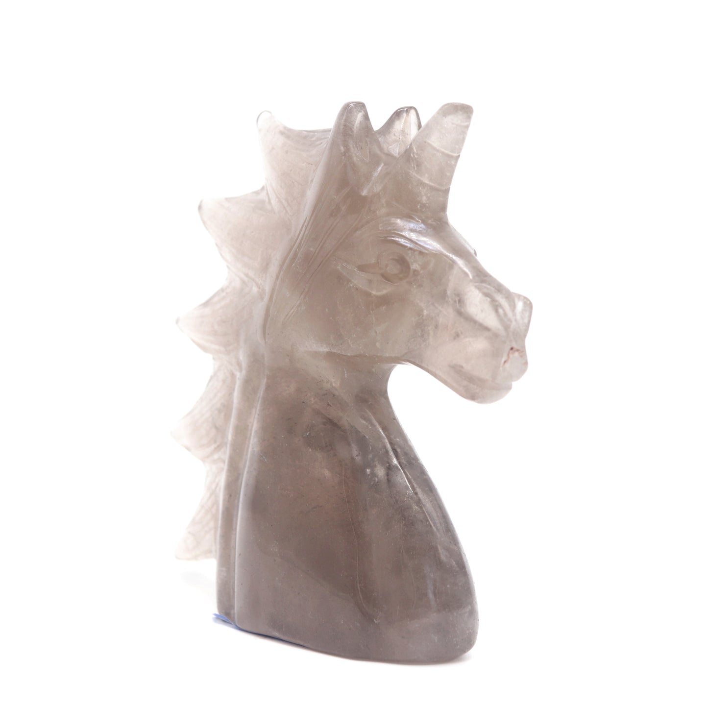 4.7" Natural Smoking Quartz Hand Carved Unicorn Statue Reiki Healing