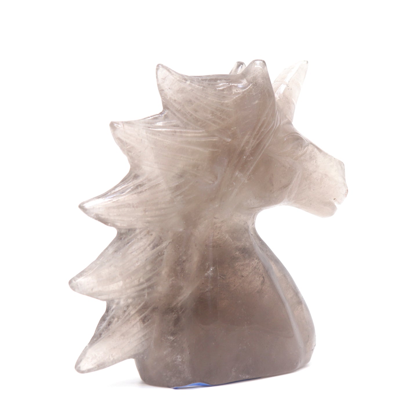 4.7" Natural Smoking Quartz Hand Carved Unicorn Statue Reiki Healing