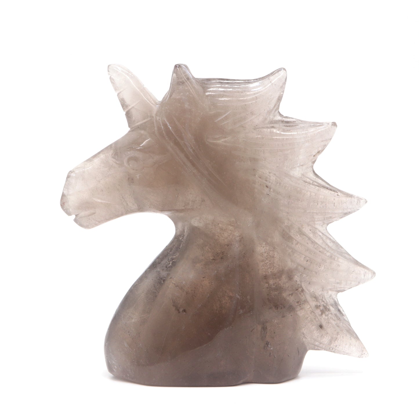 4.7" Natural Smoking Quartz Hand Carved Unicorn Statue Reiki Healing