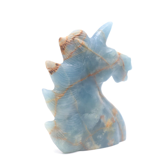 6" Natural Blue Onyx Hand Carved Unicorn Figurine Reiki Healing