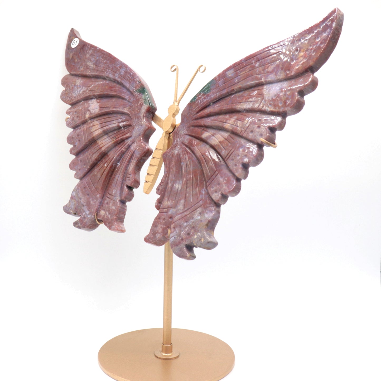 Big Natural Ocean Jasper Crystal Butterfly wings Quartz Healing + stand 1pc