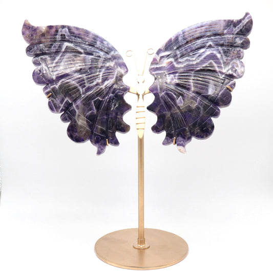 Natural Dream Amethyst Crystal Butterfly wings Quartz Healing + stand 1pc