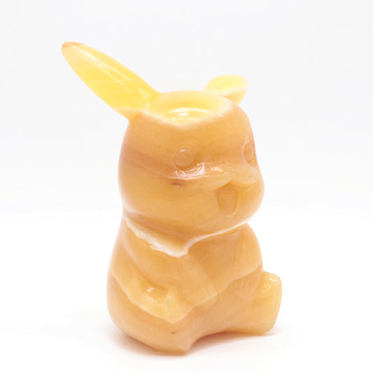 4.8" Yellow Calcite Crystal Pokemon Pikachu Statue Gift Decor